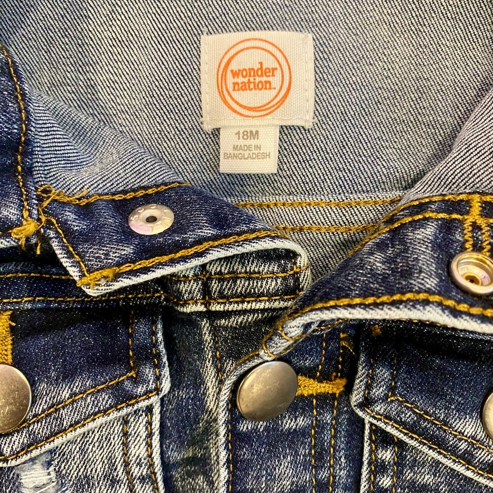 NWOT Wonder Nation Distress Dark Blue Acid Wash Jean Jacket for Kids - Picture 6 of 6